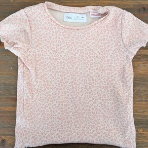 Zara Kids Light Pink Leopard Print Tee